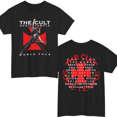 Vintažinis 1989 m. The Cult Sonic Temple turo marškinėlis Retro rokerio marškinėlis Unisex marškinėlis