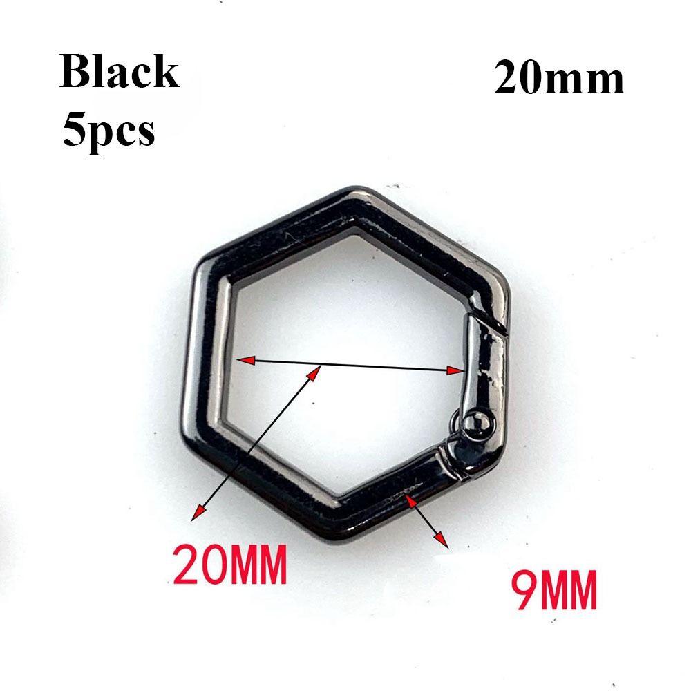 

5pcs High quality 20/25/32mm Spring Hexagon-Ring Buckles Black Gold Silver Hexagon Shape Carabiner Plated Gate Purses Handbags