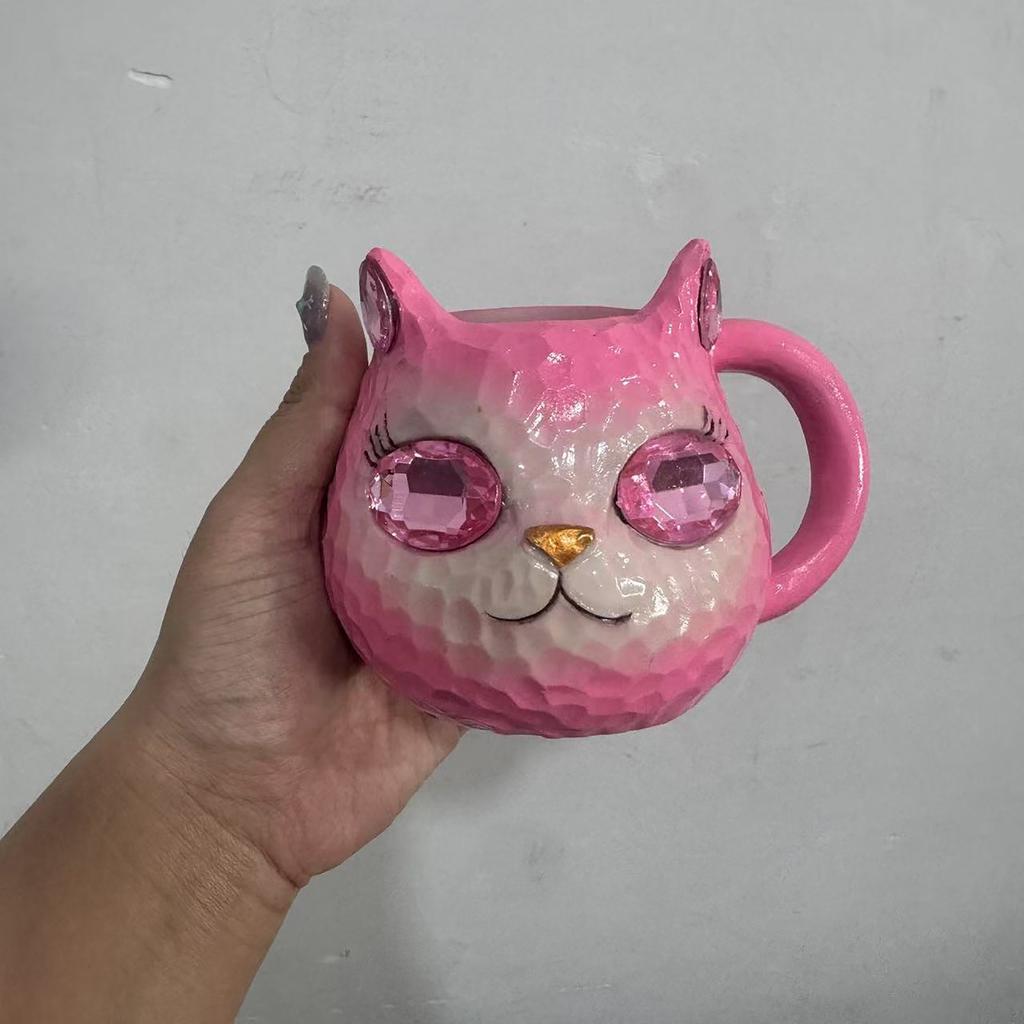 Geode Kočičí Hrnek, Křišťálové Kávové Hrnky, Roztomilý Křišťálový Kočičí Kávový Hrnek, Pryskyřičné Vícebarevné Geodové Křišťálové Hrnky Čajový Šálek