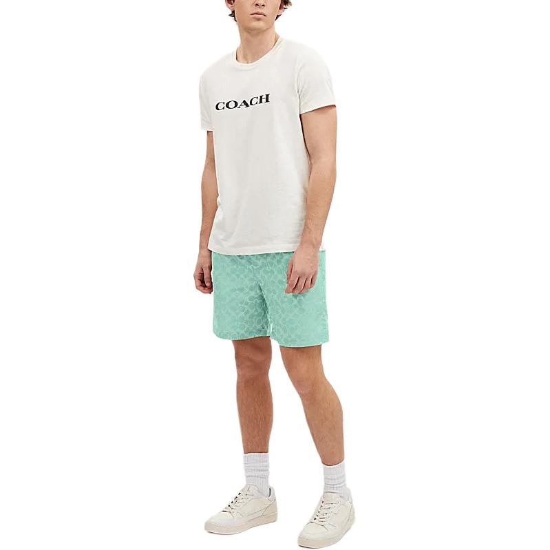 Coach Ss24 Logo Print Drawstring Straight Leg Beach Pants Men Bottoms Green CO834-VSW