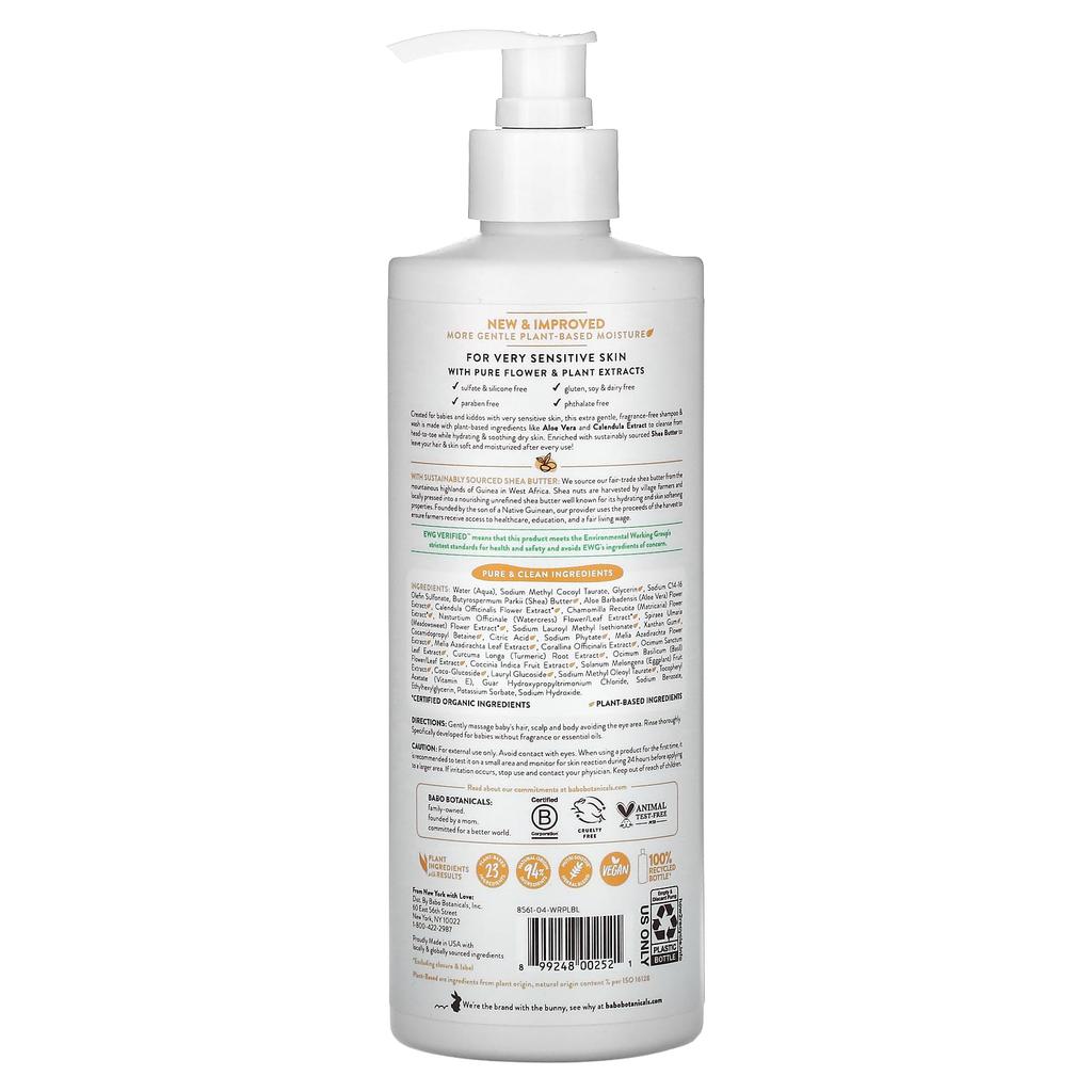 Sensitive Baby Shampoo & Wash, Fragrance Free, 473 Ml (16 Fl Oz)