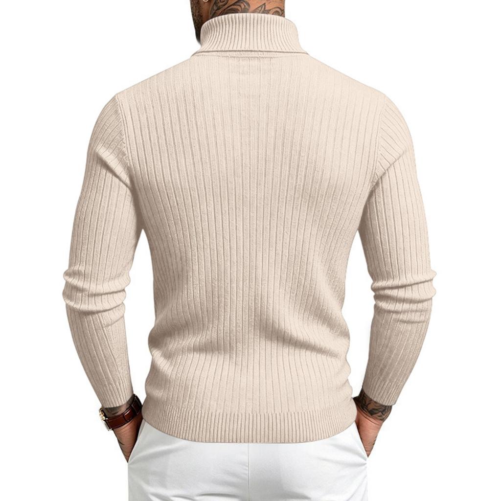 Men's Cable Knit Turtleneck Sweater Long Sleeve Warm Pullover for Fall Winter