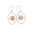 Peach Moonstone Gemstone 925 Sterling Silver Jewelry Handcrafted Earrings 2.00" EE-52-30