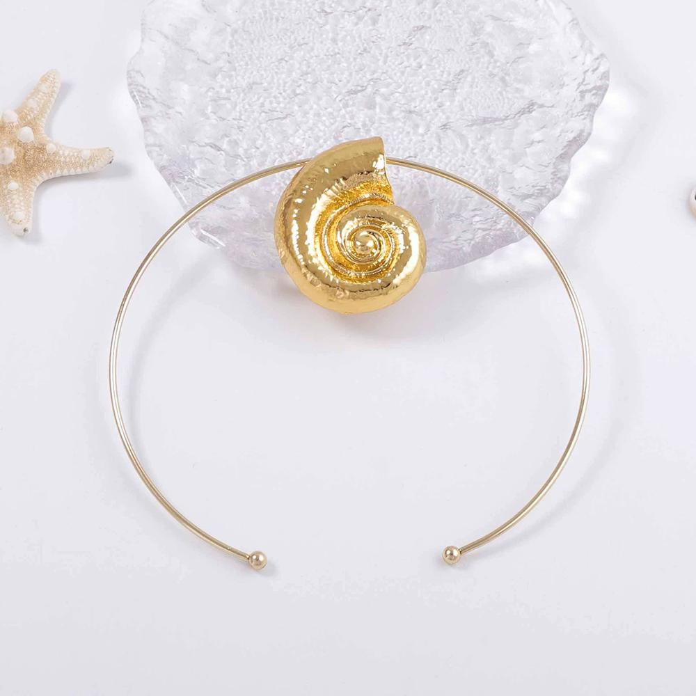 Exaggerated Fashionable Simple Beach Ocean Vacation Style Alloy Conch Pendant Collar Casual Fashionable Jewelry Accessories