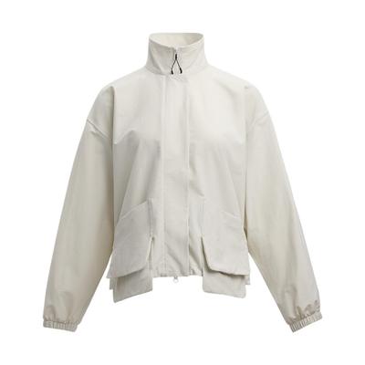 Urban Adventure Series Solid Color Stand Collar Zip Outdoor Work Jacket Women Jacket Peak-White 1389309-110
