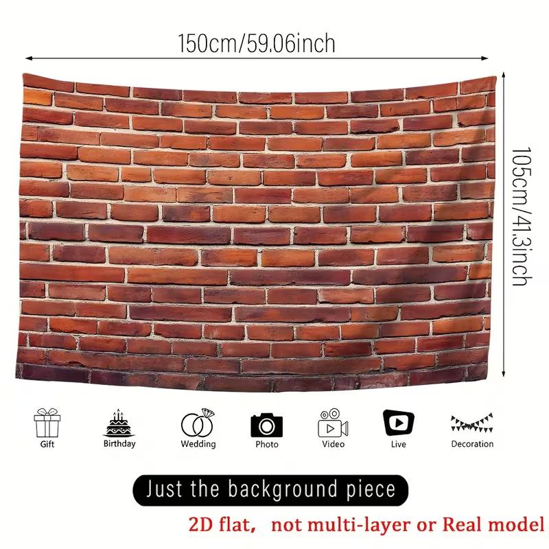 Red Brick Wall Tapestry, Rustic Brick Print Wall Hanging Decor