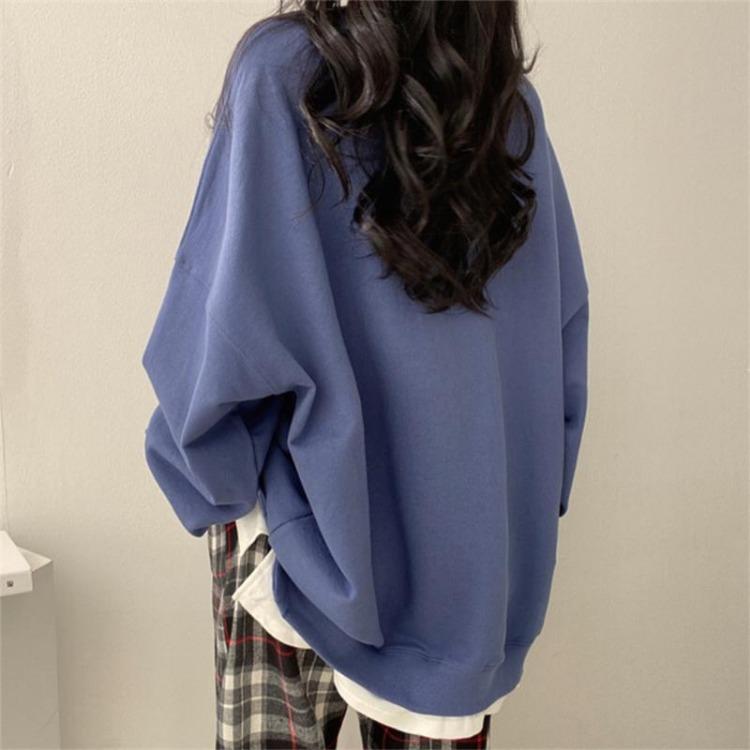 Korean Style Loose Two Piece Sweater Set Women Solid Color Versatile Padded Top Jacket for Spring and Autumn