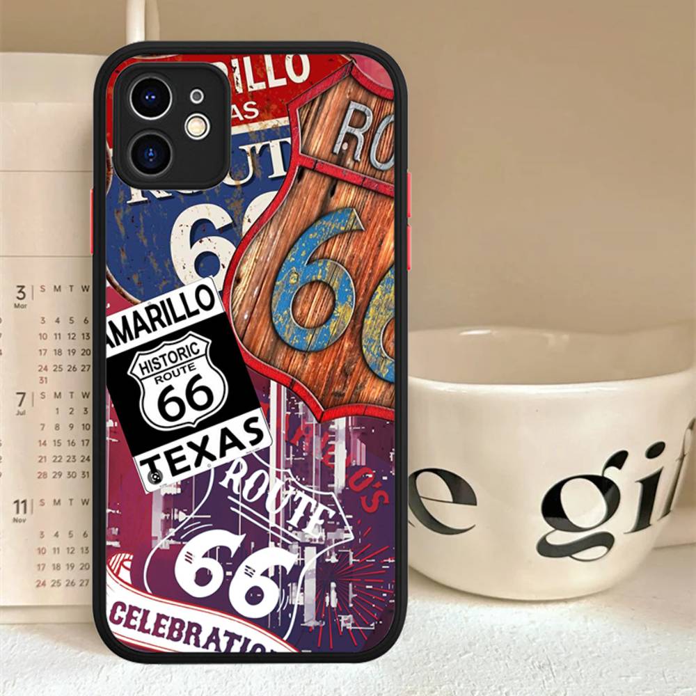 

America Route 66 For IPhone 16 15 14 Plus 13 12 11 Pro Max X XS MAX Translucent Matte Shockproof Cover iphone 14pro max