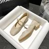 Square Toe Thick Heel Mary Jane Shoes for Women in Spring 2025 New Retro French Shallow Mouth Low Heel Daily Casual Single Shoe