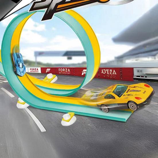 Race Car Track Toy Set Flexible Rail Car Track Tough Suction Cup Bendable Loopable Kids Car Toy Adhesive Rail Car Play Kit