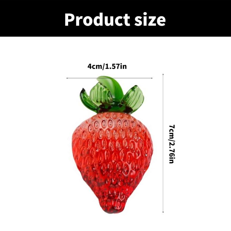 Crystal Strawberry Figurine Glass Fruit Miniature Statue Paperweight Ornament for Home Table Decors and Art Collectors