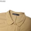 ZANZEA Women Casual Turn Down Collar Summer 3/4 Sleeve Dress