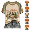 Camiseta Feminina Casual com Estampa de Halloween de Manga Curta para Outono e Uso Diário
