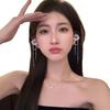 Elegant Zircon Crescent Moon Pearl Tassel Ear Clip - Chic & Versatile Niche Fashion Earring
