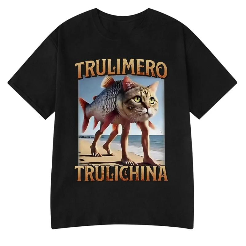 Italiano Brainrot Tralalero Tralala Tung Tung Tung Sahur Bombardiro Coccodrillo Maglietta Meme Divertente Uomo Donna Magliette di Cotone Y2k Top