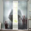 Krwawy odcisk dłoni Horror sylwetka przezroczyste zasłony do salonu nowoczesna zasłona typu woal sypialnia zasłony tiulowe zasłony okienne