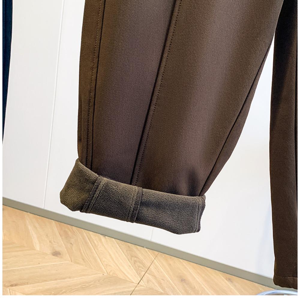 DIMANAF 2025 Autumn Winter Women Plus Size Pants Casual Lady Long Pants Thick Flocking Oversized Loose Bottoms