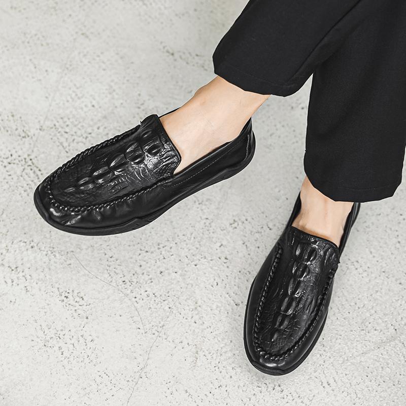 Fashion 2025 New Business Men's Casual Leather Shoes British Trend Fashion Flat Designer Doudou Shoes Men's Cross-border Business Shoes