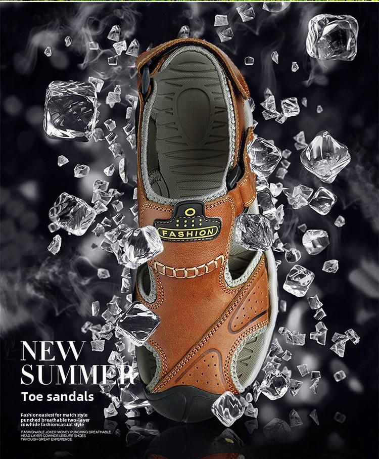 Herren Große Rindsleder Baotou Sandalen - Sommer Atmungsaktive Sport Outdoor Strandschuhe