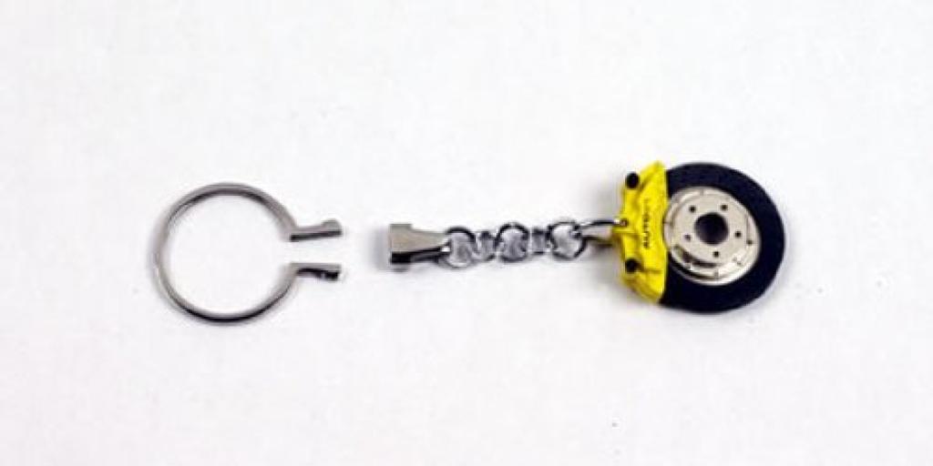 AUTOartDESIGN Ceramic Brake Disc Keychain Completed (Yellow Caliper) (Omega Shape)
