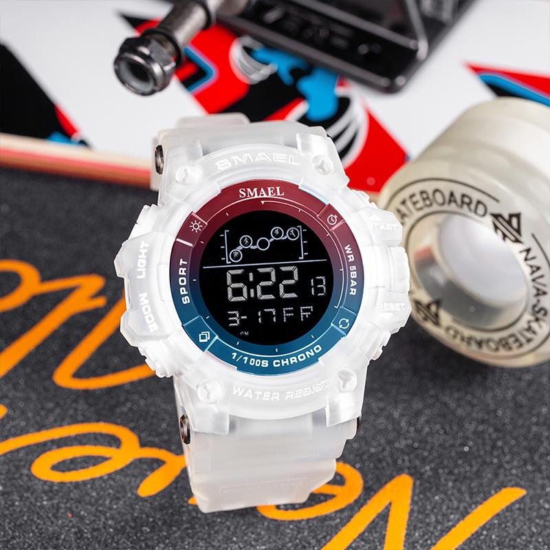 SMAEL Digital Watch 8082  Colorful Sport 3BAR Water Resistant Alarm Stop Watch Square Plastic Case Shock Resistant
