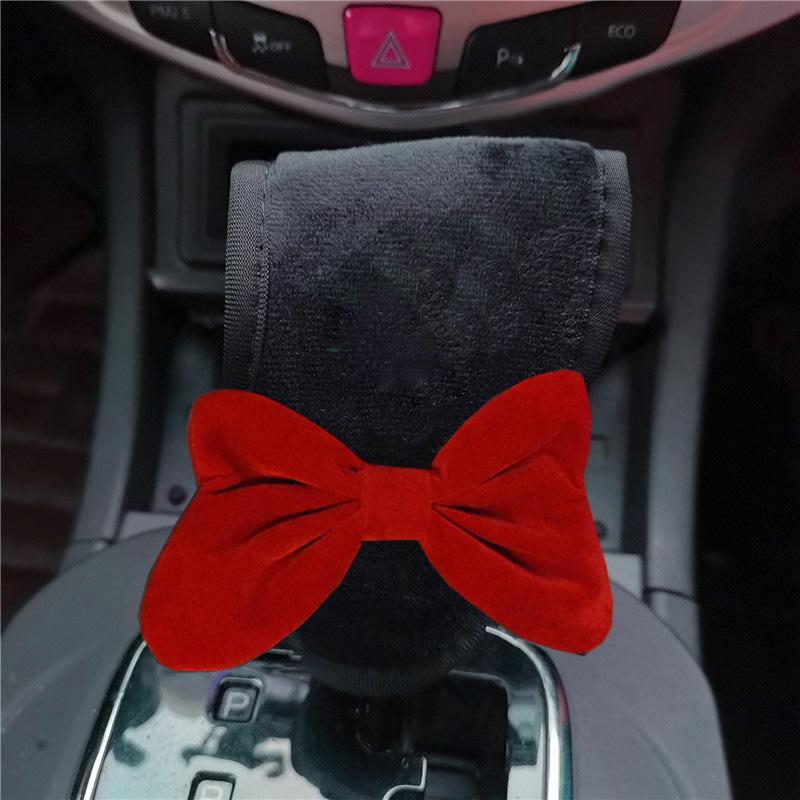 Velvet Retro Red Bow Car Mirror Cover Universal Stretch Soft Plush Auto Interior Rearview Mirror Case Decor Accessories