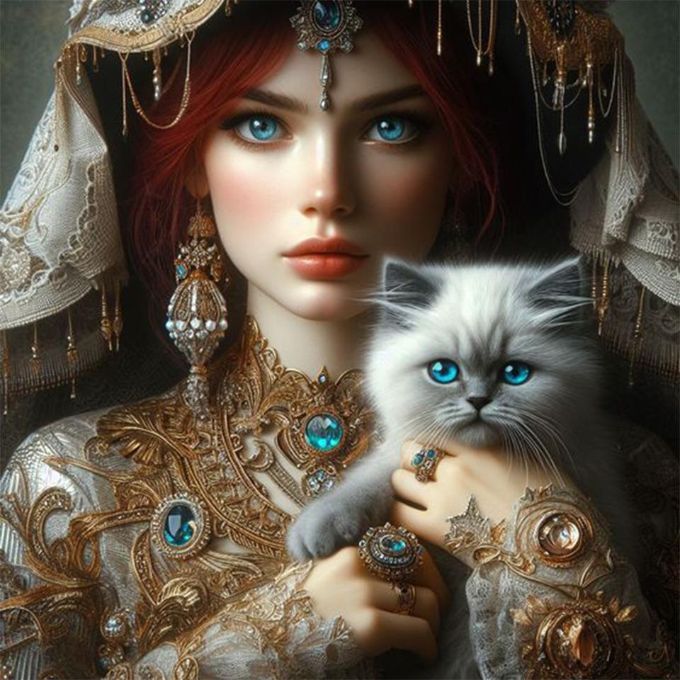 2024 New Jewelry Headwear for Women and Cats Diamond Drawing 5D DIY Art Mosaic Embroidery Cross Embroidery DecorationNew Gift