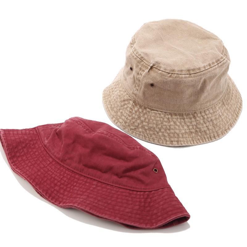 Mens Womens Washed Plain Bucket Hat All Season Outdoor Travel Sun Protection Cap