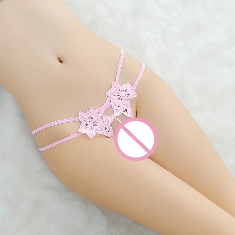 Sex Erotic Lace Pearl Thongs Accessories Underwear Transparent G-String Low Waist Sexy Crotchless Woman's Massage Thread Panties