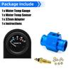 52mm Water Temperature Gauge 40-120 Celsius Water Temp Sensor Joint Pipe Sensor 26/28/32/34/36/38/40mm Hose Adapter For 12V Car