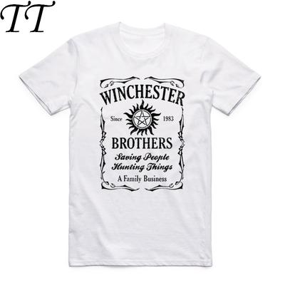 2017 S-XXX Men's Supernatural TV Series Winchester Bros Sam Dean Castiel T-shirt Short Sleeve O-Neck Camisetas