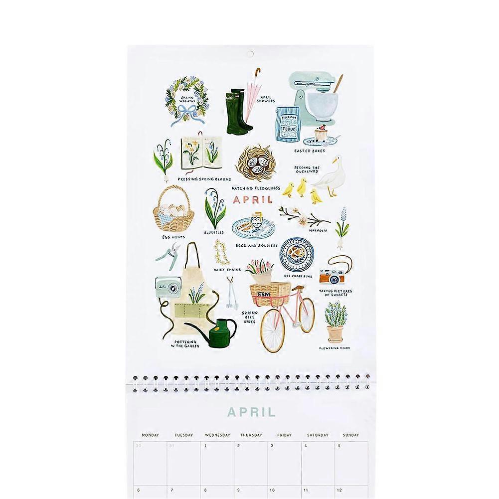 2026 Slow Living Wall Calendar, Creative Inspiration Bucket List Calendar, 12-Month Art Illustrations Hanging Planner for Home Office Decor