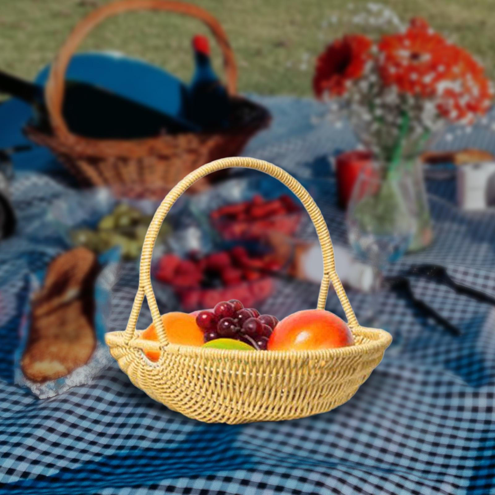 

И Легкая ПП Корзина для пикника с ручками, Ротанг- Корзина для хранения, Дренаж для фруктов S