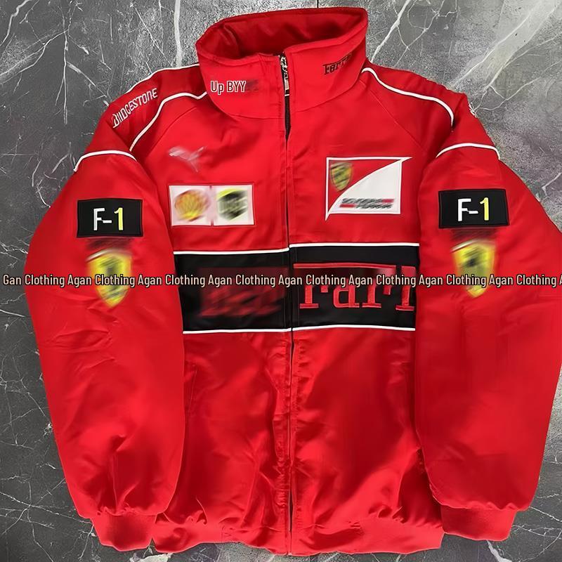 Retro F1 Embroidery Racing Windbreaker: Unisex Spring Biker Jacket