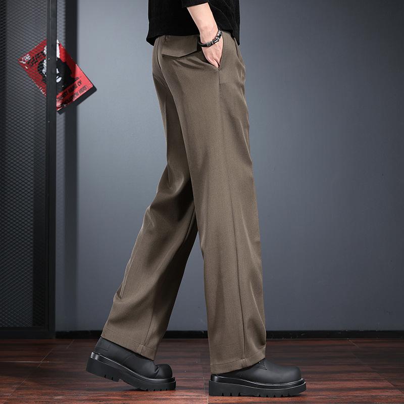 High-end suit pants men's new autumn loose straight pants brown drape versatile business casual pants