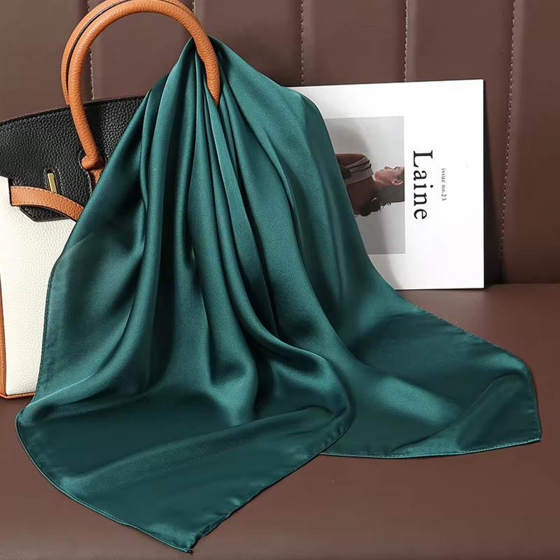 Luxus Uni Farbe Seide Quadratisches Tuch Damen Weiches Satin Pferdehaarband Halstuch Büro Hijab Stirnband Foulard Taschenbänder Geschenk