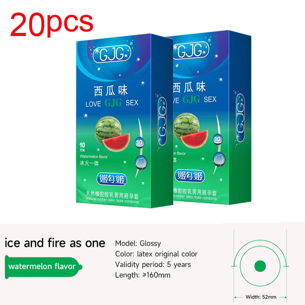 Ultra-thin Condom Lubrication Watermelon Natural Latex Condom 52mm Flavor Bump Thread Safe Sex Sex Product for Male