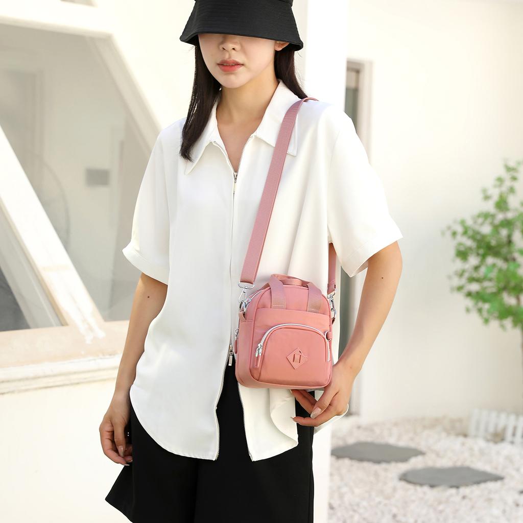 Women's Mini Shoulder Bag Made of Wrinkled Fabric 4 Layers Small Casual Pretty Style Girls Shopping Phone Female Fashion