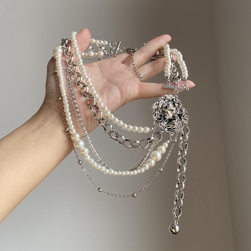 

Элегантное многослойное ожерелье из циркониевого стекла и жемчуга - Модное и универсальное для женщин