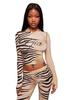 European & American Animal Print Hooded Color Block Elastic Jacket & Pants Set