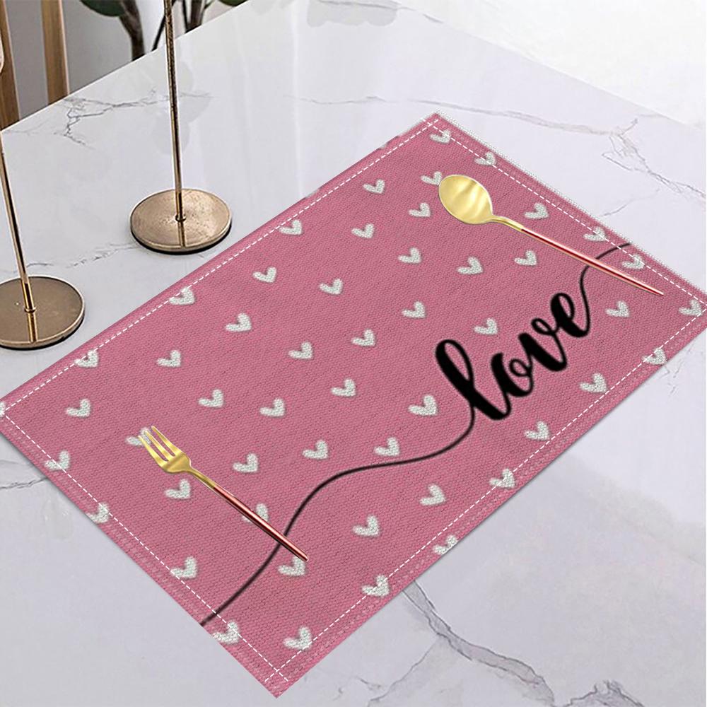 Love Heart Table Mat Heart Pattern Romantic Valentine's Day Placemat for Romantic Date Love Party Valentine's Dinner Home Decor