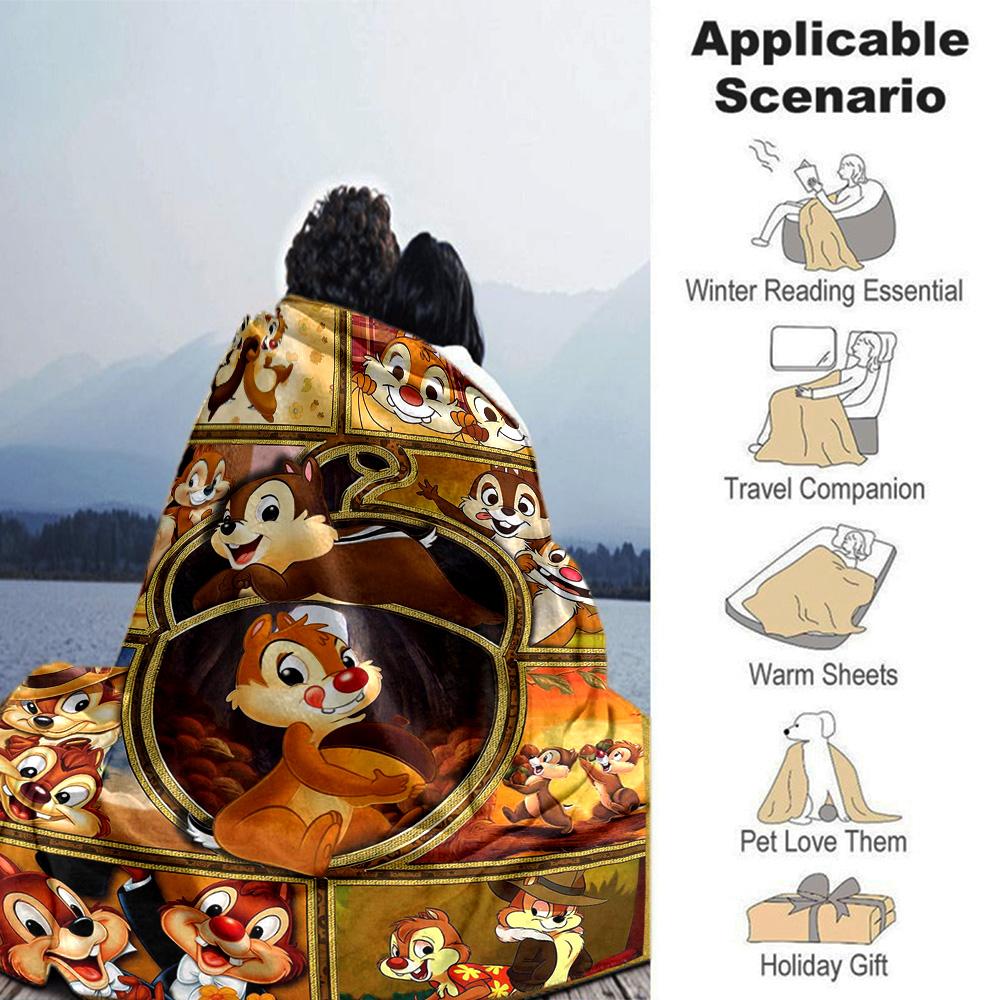 Chip Dale Adventures Flannel Blanket Super Soft Warm Cozy Blanket For Sofa Bed Office Travel Allseason Home Decor Gift
