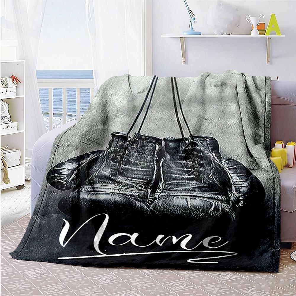 Boxing11 Personalized Text Blanket Gift Customizable Blanket Ultra-Soft for Seaside Living Room Bed Home Decor for All Occasions