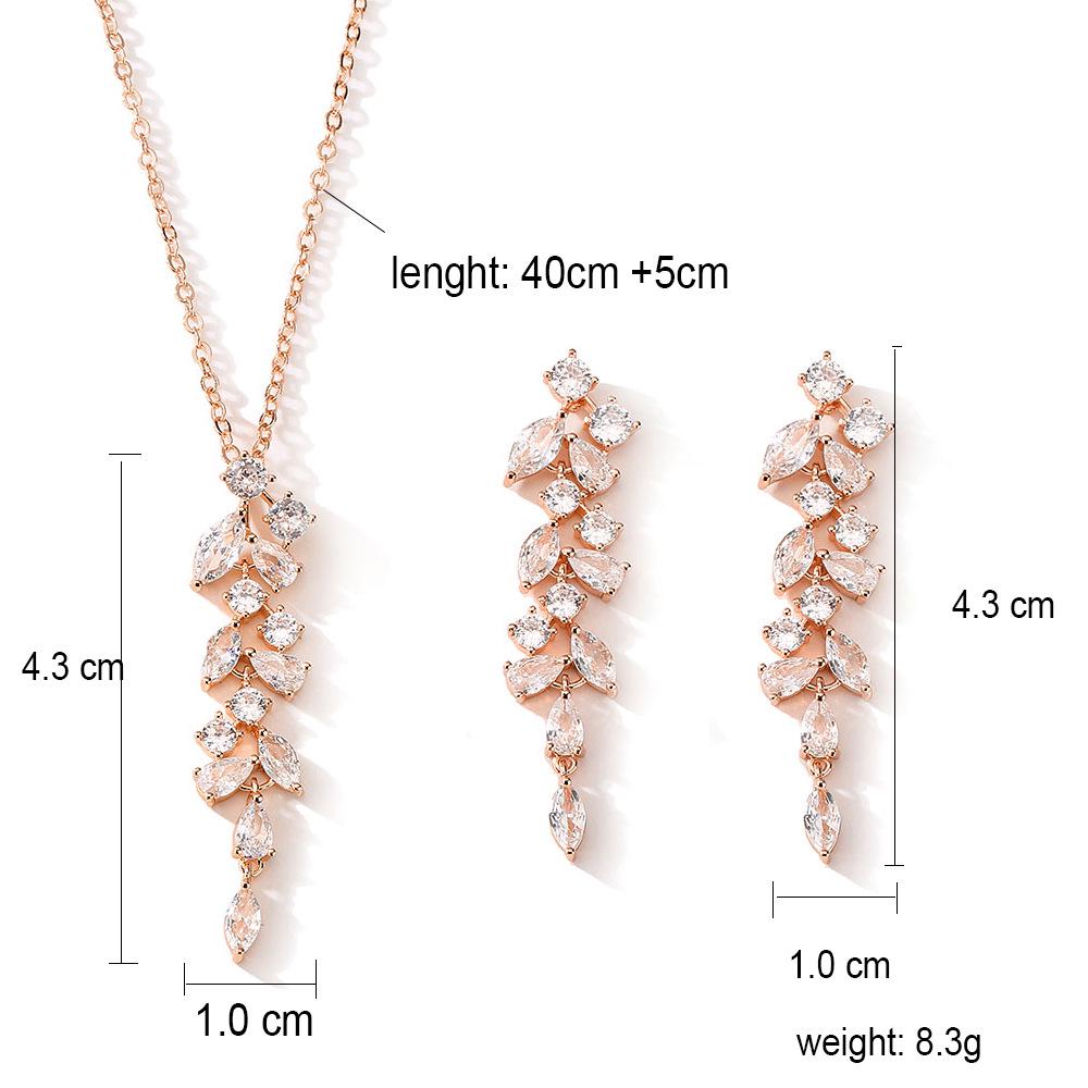RAKOL Korean Style Fresh Floral Bridal Jewelry Set - Women's Zirconia Micro-Paved Earrings & Necklace