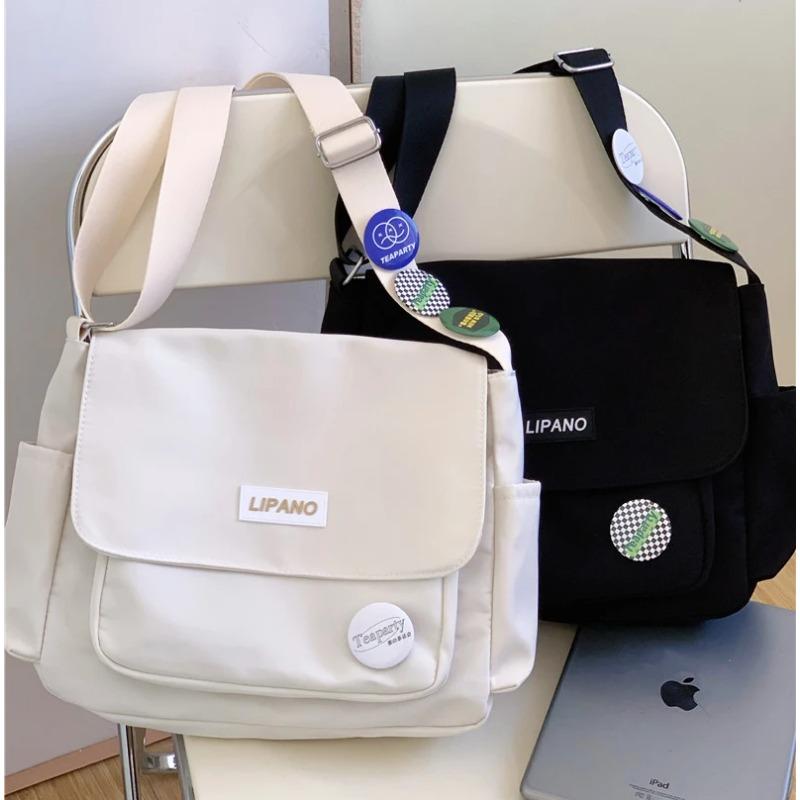 Einfache japanische Tasche, Schultasche, Schultertasche aus Nylon, einfarbig, Freizeittasche mit großer Kapazität, Umhängetasche für Männer und Frauen