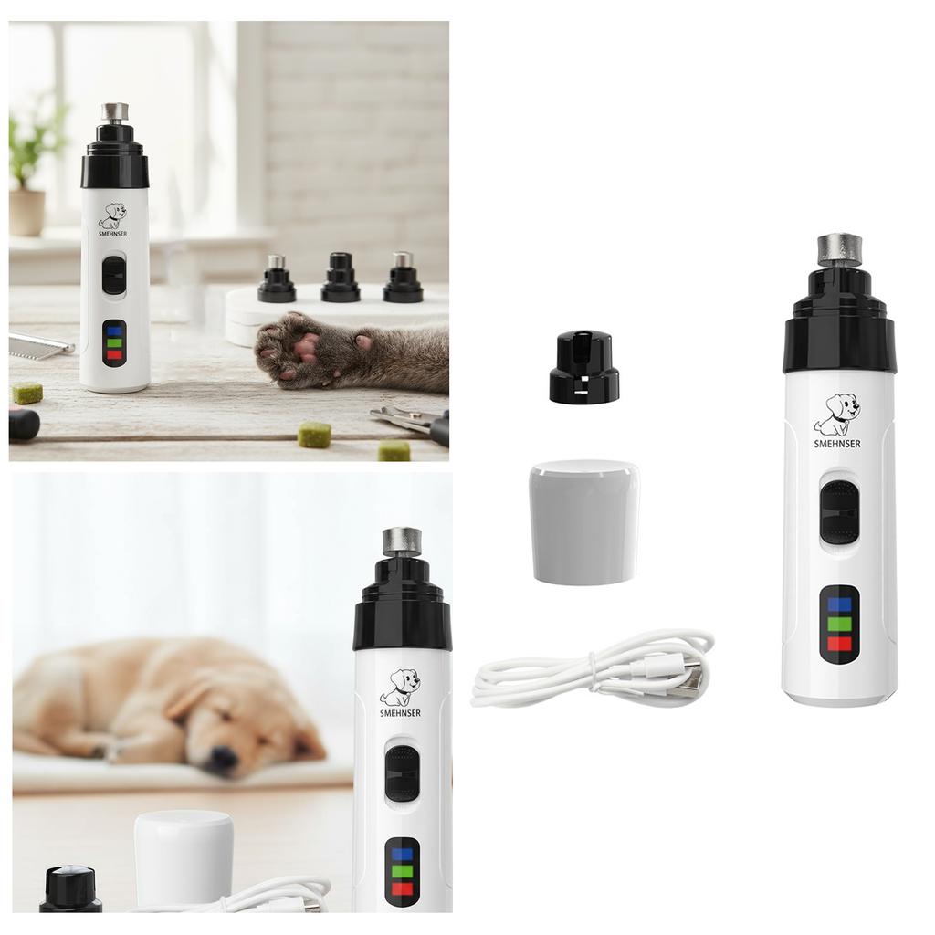 Dog Nail Grinders USB Charging Electric Dog Nail Clippers Vibration Cordless Dog Grooming Safe Clippers for Small Large Dog Cat