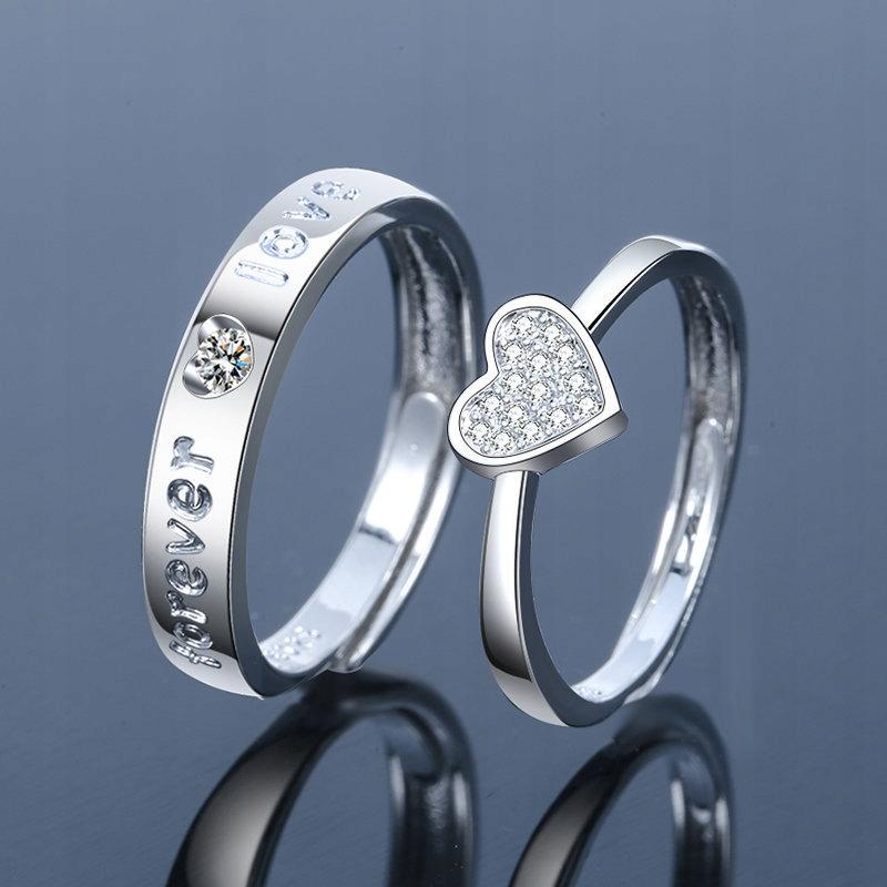 Silver Wedding Rings Steel Pair Adjustable Size Uni