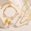 Non-Fading Titanium Steel Daisy Jewelry Set: Stainless Steel Earrings, Bracelet & Necklace for Women