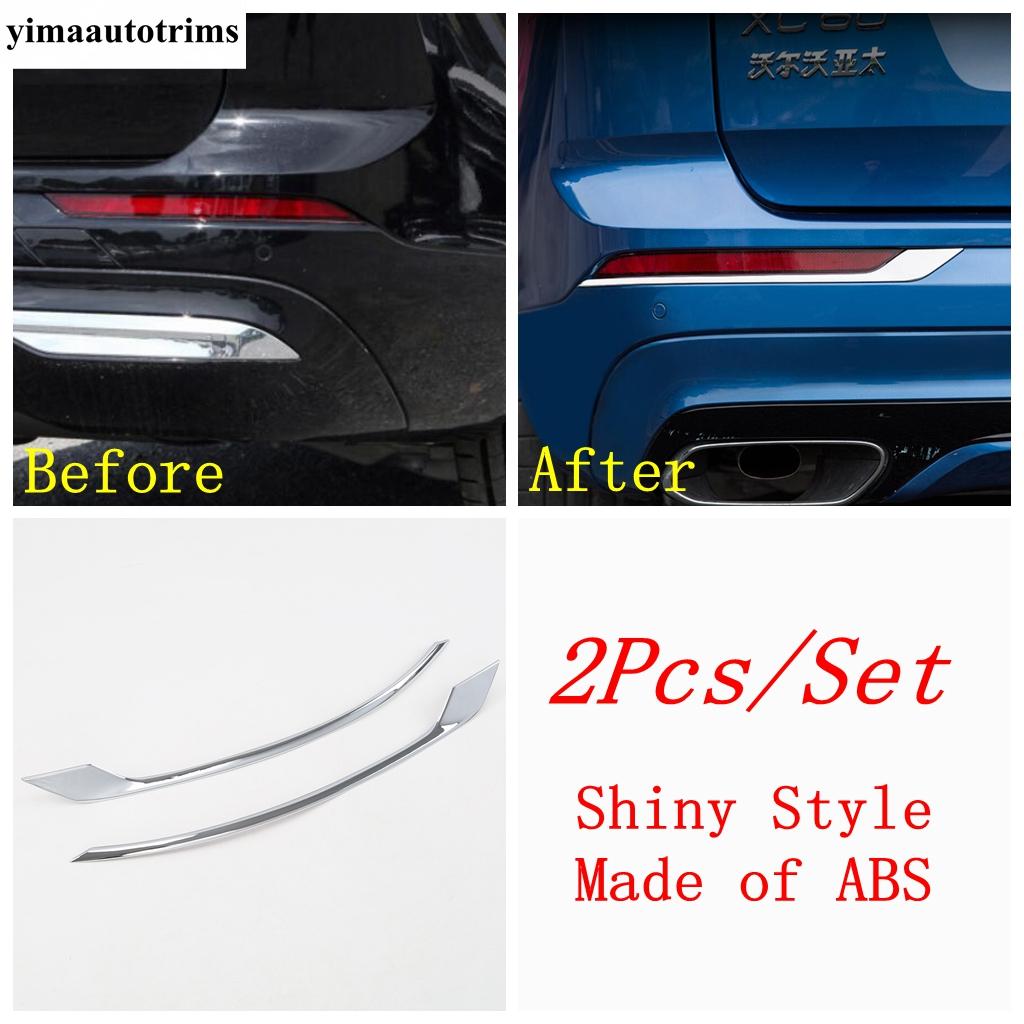 

For VOLVO XC60 2018 - 2024 Car Rear Fog Lights Lamps Eyelid Eyebrow Strip Decoration Cover Trim ABS Chrome Accessories Exterior Shiny Style-A