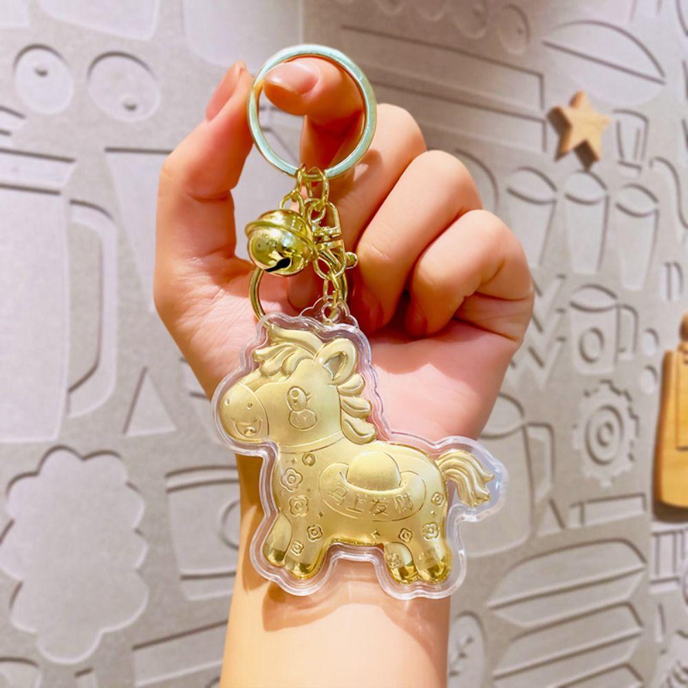 Luck Gold Horse Keychains Cartoon Design Zodiac Horse Keychains Bag Pendant  Holiday Gifts